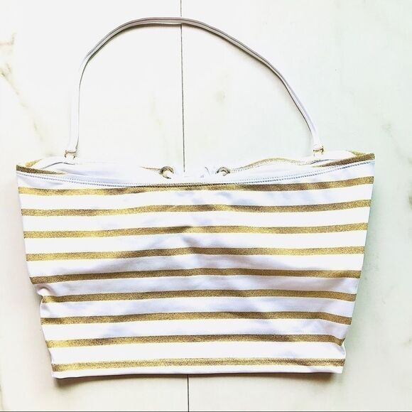 NWT Lauren Ralph Lauren Gold Stripe Tie Top - Picture 7 of 8